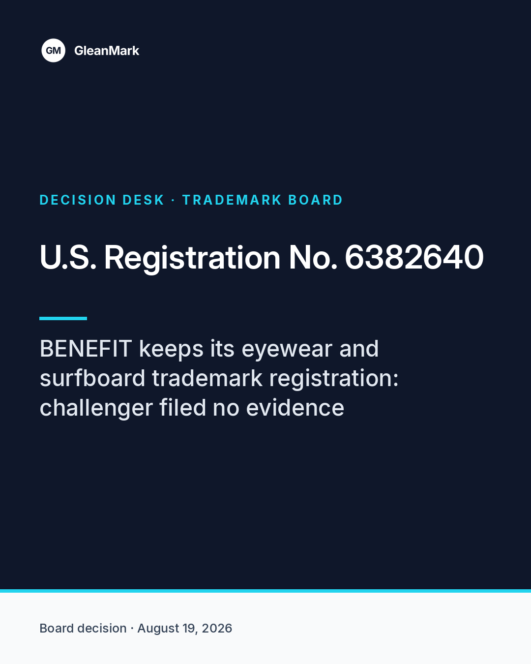 The Board dismissed Brewer Brothers’ bid to cancel BENEFIT Co.’s registration because no evidence was filed — report graphic