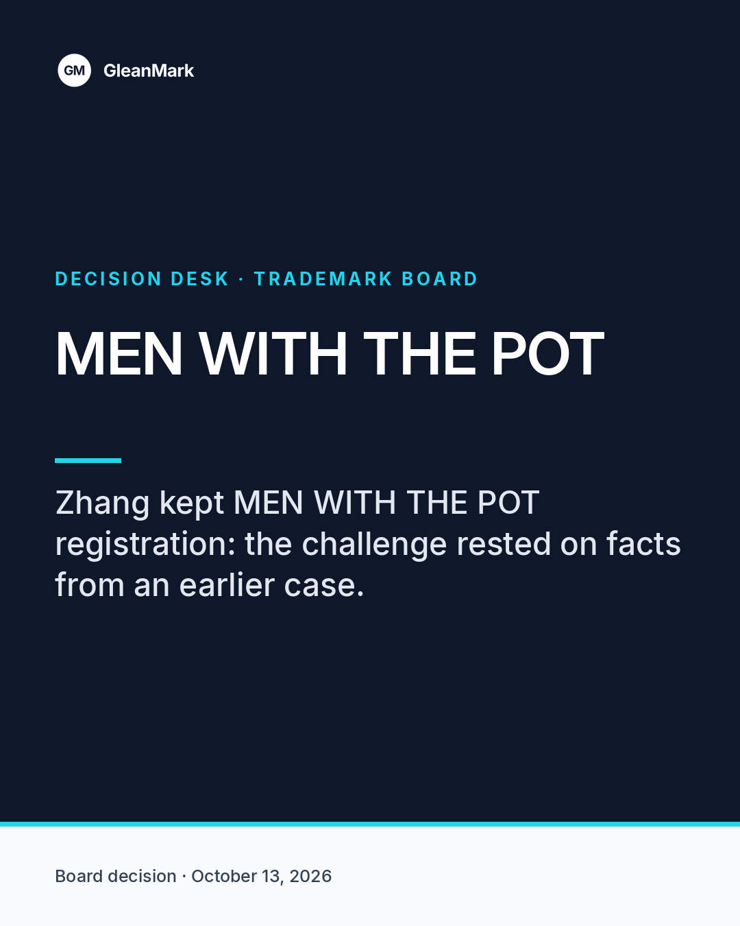 Zhang keeps MEN WITH THE POT registration because both cases rested on the same facts — report graphic