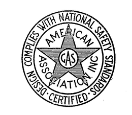 AMERICAN GAS ASSOCIATION INC CERTIFIED DESIGN COMPLIES WITH NATIONAL SAFETY STANDARDS