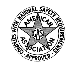 AMERICAN GAS ASSOCIATION INC DESIGN COMPLIES WITH NATIONAL SAFETY STANDARDS CERTIFIED