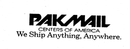 PAKMAIL CENTERS OF AMERICA WE SHIP ANYTHING, ANYWHERE.