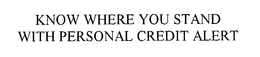 KNOW WHERE YOU STAND WITH YOUR PERSONAL CREDIT ALERT