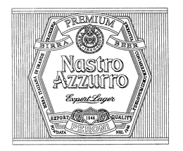 NASTRO AZZURRO PREMIUM BIRRA BEER EXPORT LAGER EXPORT 1846 QUALITY