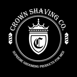 CROWN SHAVING CO. SUPREME GROOMING PRODUCTS FOR MEN & C DESIGN