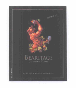 GBW BEARITAGE CALIFORNIA CLARET AND GUNDLACH BUNDSCHU WINERY LOT NO. 12 ALC 14.5% BY VOL