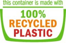 THIS CONTAINER IS MADE WITH 100% RECYCLED PLASTIC