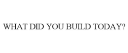 WHAT DID YOU BUILD TODAY?