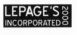 LEPAGE'S 2000 INCORPORATED