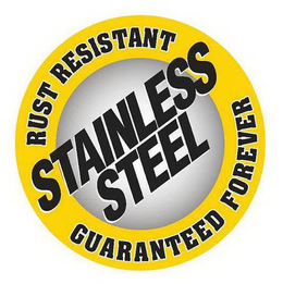 RUST RESISTANT STAINLESS STEEL GUARANTEED FOREVER