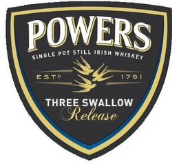 POWERS SINGLE POT STILL IRISH WHISKEY ESTD. 1791 THREE SWALLOW RELEASE