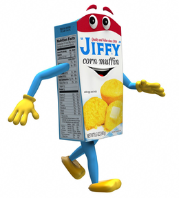 QUALITY AND VALUE SINCE 1930, "JIFFY" CORN MUFFIN ADD EGG AND MILK NET WT 8.5 OZ(240G) SERVING SUGGESTION
