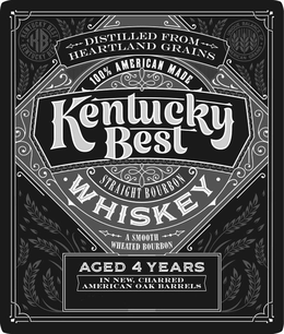 KENTUCKY BEST WHISKEY A UNIQUE BALANCE OF AMERICAN GRAINS, DISTILLED FROM HEARTLAND GRAINS 100 PERCENT AMERICAN WHISKY STRAIGHT BOURBON WHISKEY A SMOOTH WHEATED BOURBON AGED 4 YEARS IN NEW CHARRED AMERICAN OAK BARRELS