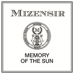 MIZENSIR CREATEUR DE PARFUM MIZENSIR MANUFACTURA GENEVE MCMXCIX MEMORY OF THE SUN
