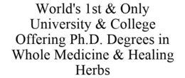 WORLD'S 1ST & ONLY UNIVERSITY & COLLEGE OFFERING PH.D. DEGREES IN WHOLE MEDICINE & HEALING HERBS