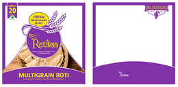 NEW ROTIKAA MADE IN AMERICA FOR HEALTHY LIVING & HOMEMADE TASTE SMALL 20 PIECES FRESH HOMEMADE TASTE! MULTIGRAIN ROTI NO ARTIFICIAL COLORS, FLAVORS OR PRESERVATIVES NO ARTIFICIAL COLORS · FLAVORS · PRESERVATIVES ALWAYS FRESH NEW ROTIKAA