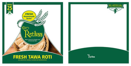 NEW ROTIKAA MADE IN AMERICA FOR HEALTHY LIVING & HOMEMADE TASTE BIG 25 PIECES FRESH HOMEMADE TASTE! FRESH TAWA ROTI NO ARTIFICIAL COLORS, FLAVORS OR PRESERVATIVES NO ARTIFICIAL COLORS · FLAVORS · PRESERVATIVES ALWAYS FRESH NEW ROTIKAA