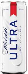 MICHELOB ULTRA SUPERIOR LIGHT BEER M 2.6 CARBS 95 CALS 12 FL OZ.