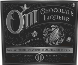 OM CHOCOLATE LIQUEUR ENLIGHTEN YOUR COCKTAIL BITTERSWEET CHOCOLATE. WHISPERS OFCARAMEL. A KISS OF SEA SALT ORGANIC MIXOLOGY M