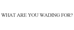 WHAT ARE YOU WADING FOR?