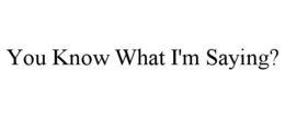 YOU KNOW WHAT I'M SAYING?
