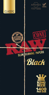 RAW NATURAL UNREFINED ROLLING PAPERS BLACK CONE AUTHENTIC PUREST NATURAL FIBERS UNREFINED CLASSIC THUMPER 100 & KNOCKBOX COMPATIBLE GUARANTEED 1400 PER BOX KING SIZE WWW.RAWTHENTIC.COM