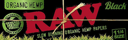 ORGANIC HEMP RAW BLACK SLOW BURNING ORGANIC HEMP PAPERS AUTHENTIC UNBLEACHED GENUINE HEMP FIBERS 1 ¼ SIZE