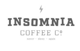INSOMNIA COFFEE CO. NEVER · SLEEP · AGAIN