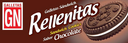 GALLETAS GN GALLETAS SÁNDWICH RELLENITAS SANDWICH COOKIES SABOR CHOCOLATE