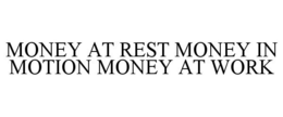 MONEY AT REST MONEY IN MOTION MONEY AT WORK