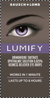 BAUSCH+LOMB LUMIFY BRIMONIDINE TARTRATE OPTHALMIC SOLUTION 0.025% REDNESS RELIEVER EYE DROPS WORKS IN 1 MINUTE LASTS UP TO 8 HOURS