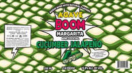 AGAVE BOOM MARGARITA WINE COCKTAIL CUCUMBER JALAPEÑO AGAVE WINE WITH NATURAL FLAVORS THE SPICY KICK OF JALAPEÑOS ADDS A BOLD CONTRAST TO THE CUCUMBER'S CALM AND REFRESHING FLAVOR