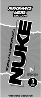 PERFORMANCE ENERGY ZERO SUGAR HYDRATION & PERFORMANCE NUKE N NUTRAFUELS HEALTHY ENERGY 0 CALORIES PER CAN NITRIC OXIDE BOOSTER