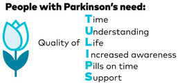 PEOPLE WITH PARKINSON'S NEED: TIME UNDERSTANDING QUALITY OF LIFE INCREASED AWARENESS PILLS ON TIME SUPPORT TULIPS